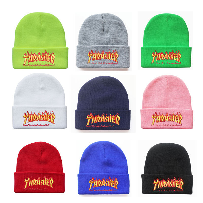 Wholesale Flame Letter Embroidery Autumn and Winter Beanie