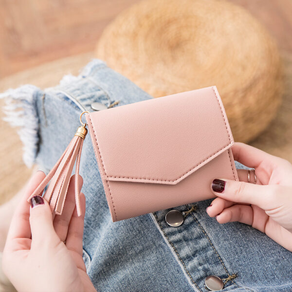 Wholesale Short Tassel Trifold Wallet PU Wallet