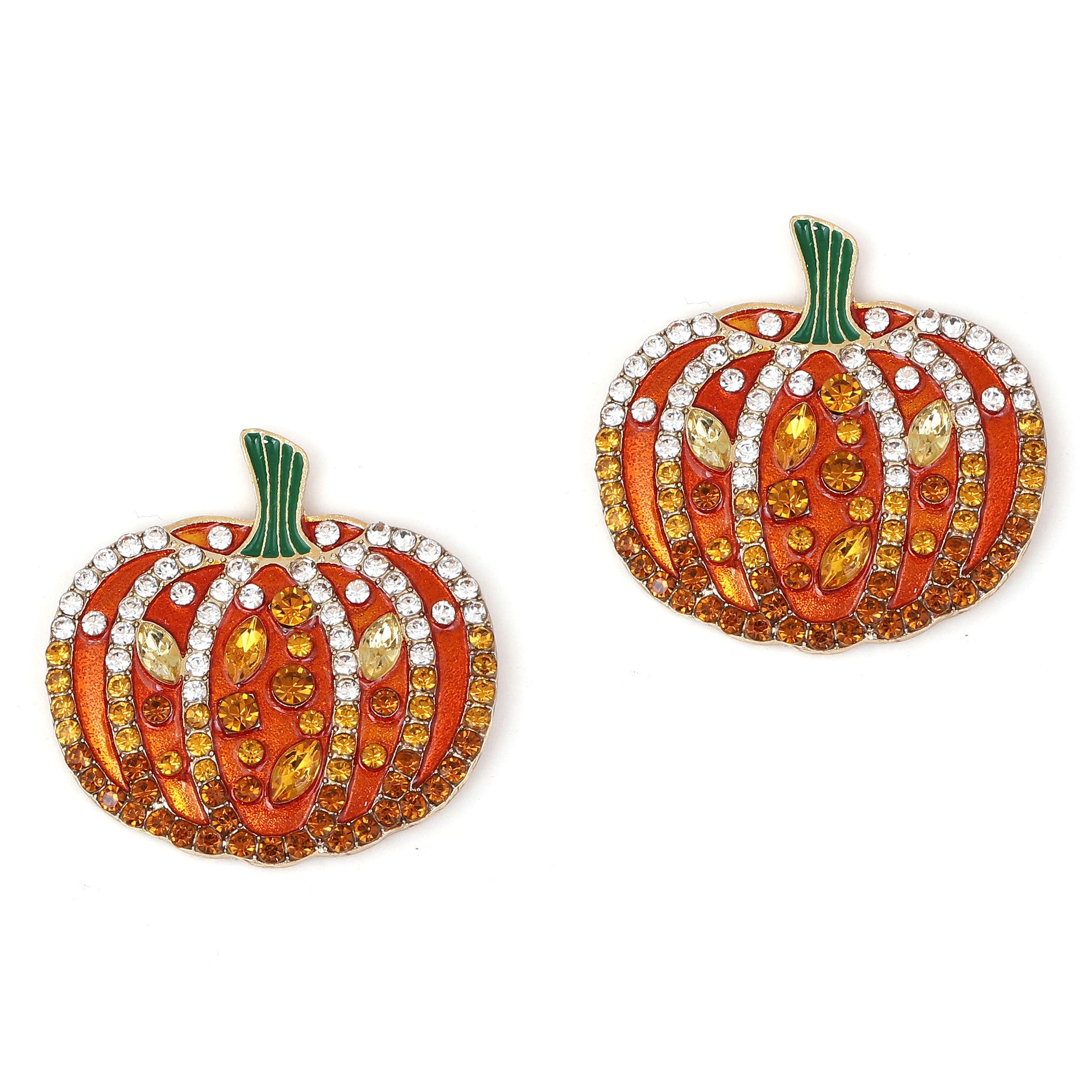 Wholesale Creative Exaerated Rhinestone Pumpkin Pattern Alloy Earrings