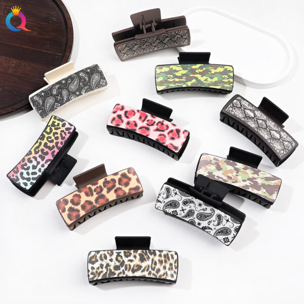 O1CN01Ea0weL1jqqoLkkIud_2847654600-0-cib Wholesale Leather Leopard Retro Square Clip Cashew PU Shark Clip