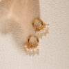 Wholesale French Pearl Earrings Brass Plated 18K Real Gold Earrings