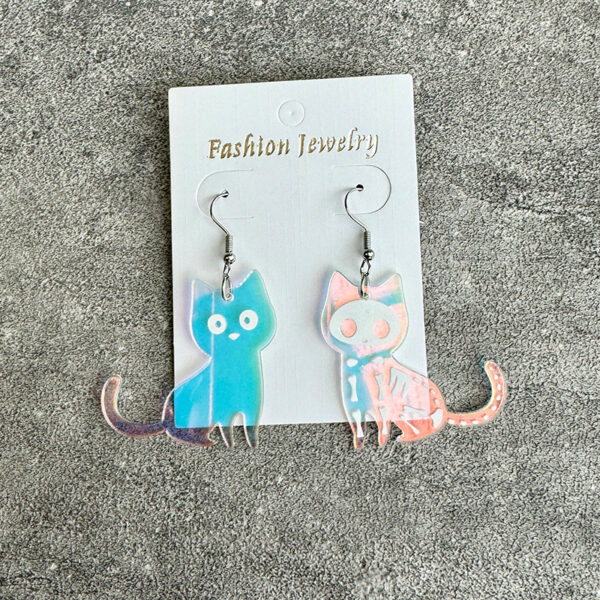 Wholesale Halloween Colorful Cat Fun Color-changing Acrylic Drop Earrings