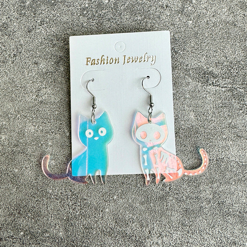 Wholesale Colorful Cat Fun Color-changing Acrylic op Earrings