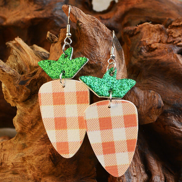 Wholesale Easter Carrots Gretel Sequin Leather Earrings