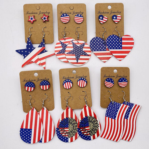 O1CN01EbQ8HD2CFraYk9cfx__2207539588445-0-cib Wholesale Independence Day American Flag Leather Earrings Stud Set