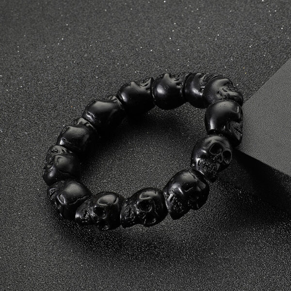 Wholesale Beaded Punk Resin Halloween Skull Bracelet