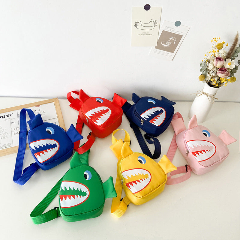 Wholesale Oxford Cloth Cartoon Shark Kids Messenger Bag
