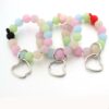 Wholesale Bohemian Transparent Printed Silicone Apple Wrist Keychain