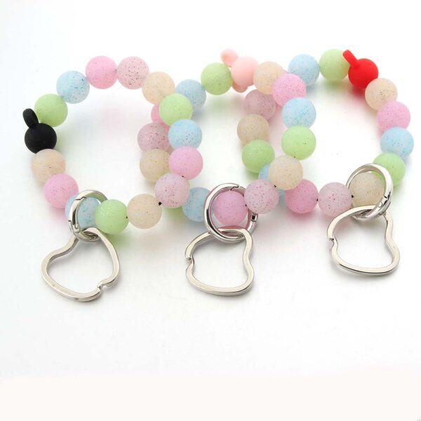 Wholesale Bohemian Transparent Printed Silicone Apple Wrist Keychain