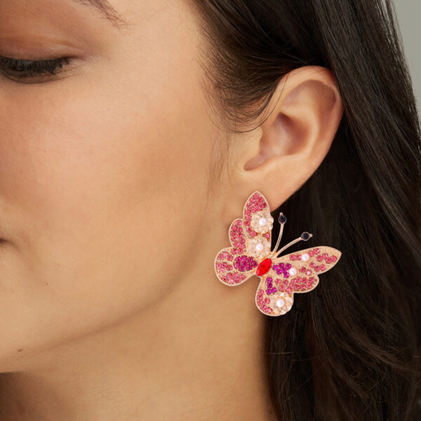 Wholesale Butterfly Colored Diamond Inlaid Alloy Earrings