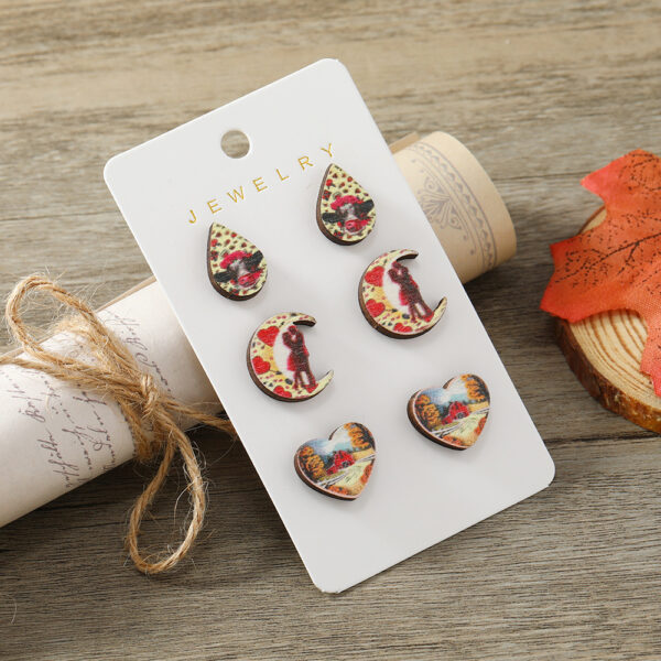 Wholesale of Valentine's Day Geometric Love Wooden Earrings