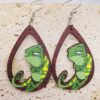 Wholesale Wooden Cartoon Frog Earrings