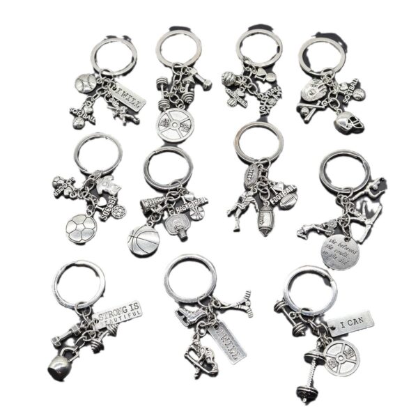 Wholesale Sports Basketball Tennis Ice Hockey Weightlifting Gymnastics Keychains