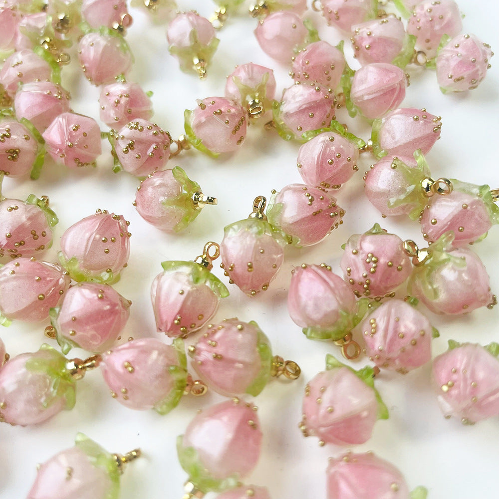 Wholesale Pink op Glue Strawberry Resin Jewelry Aessories Beads