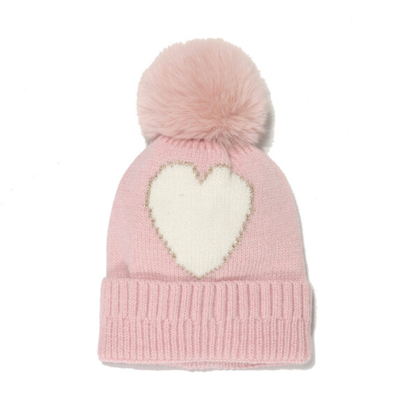 O1CN01EkOS2h1QAjeBWAIxC_962731936-0-cib Wholesale Autumn and Winter New Red Love Jacquard Knitted Hat Warm Children's Fur Ball Beanie