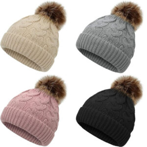 Wholesale Autumn and Winter Children's Wool Ball Thickened Baby Versatile Knitted Twist Warm Kids Beanie