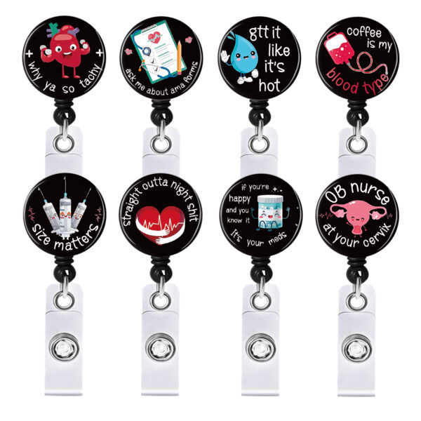 O1CN01EneEqI1DSyOLU67kh_971130216-0-cib Wholesale Badge Reels ABS Epoxy Patch Heart Bottle Syringe Retractable Keychain