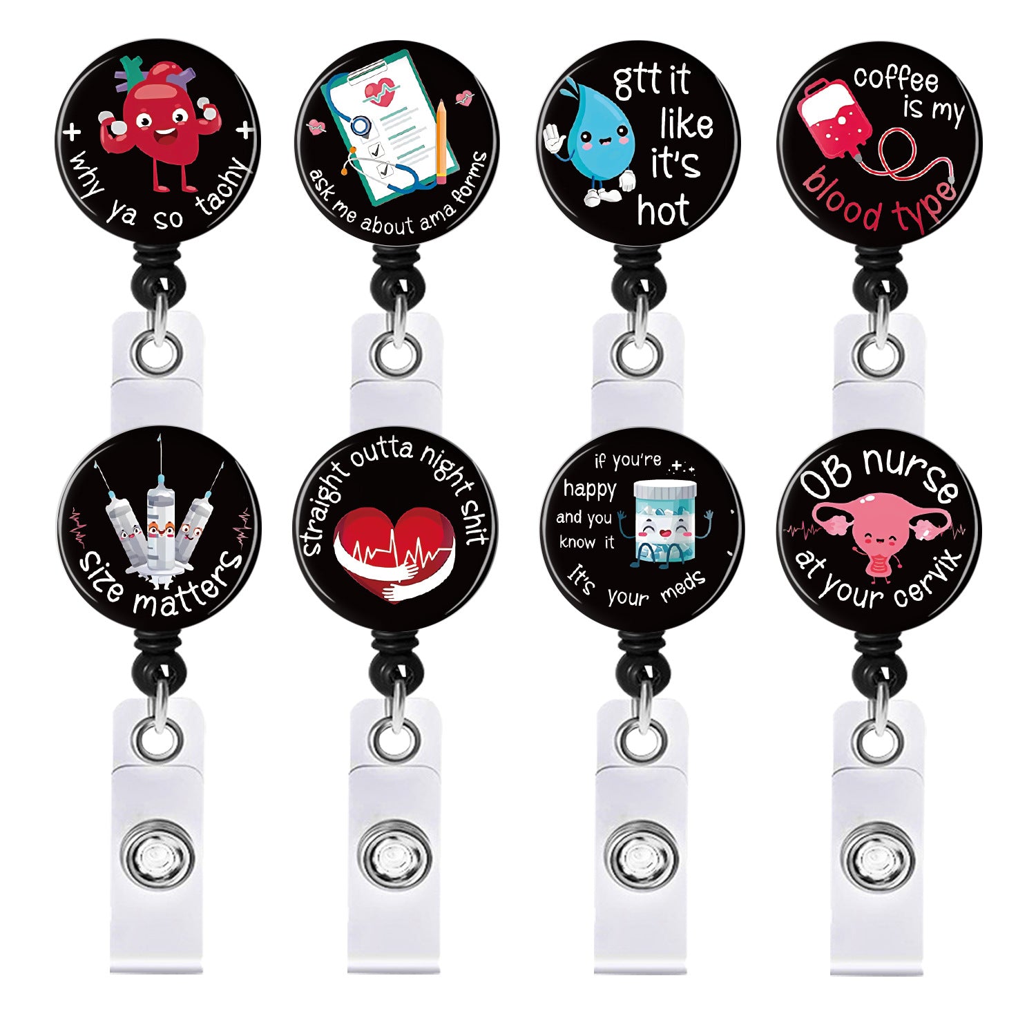Wholesale Badge Reels ABS Exy Patch Heart Bottle Syringe Retractable Keychain
