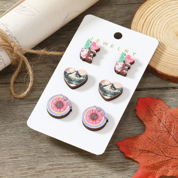 Wholesale Valentine's Day LOVE Love Set Wooden Earrings