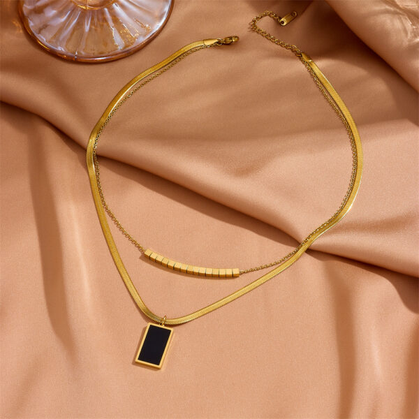 O1CN01EoHypy1TS5XYdWIox_3476002380-0-cib Wholesale Stainless Steel Geometric Black Square Double Layer Necklace