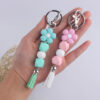 Wholesale Silicone Cartoon Flower Beaded Keychain