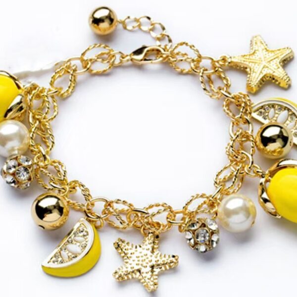 Wholesale Starfish Lemon Yellow Fruit Alloy Bracelet