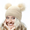 Wholesale Acrylic Double Wool Ball Cap Winter Knitted Hat