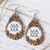 Wholesale Jewelry Mother's Day Leopard MAMA Letter PU Leather Earrings
