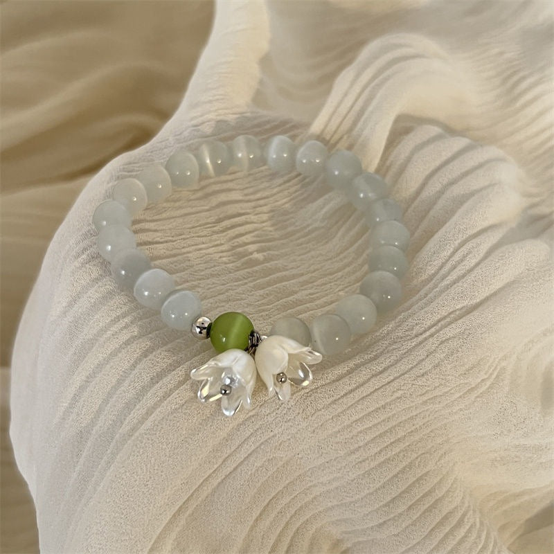 Wholesale Jewelry Pink Lily of the Valley Tulip Artificial Crystal Bracelet