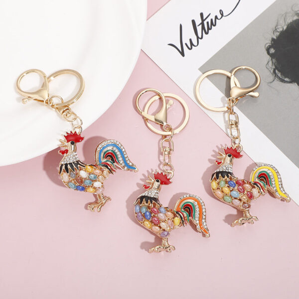 Wholesale Zinc Alloy Diamond Rooster Keychain