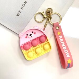 Stupid bear pink yellow decompression keychain