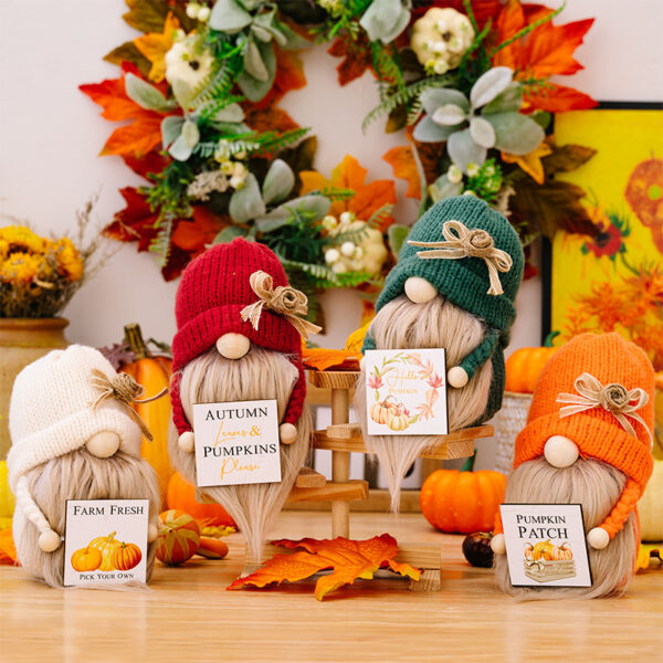 Wholesale Doll Country Dwarf Orange Thanksgiving Autumn Polyester Ornaments