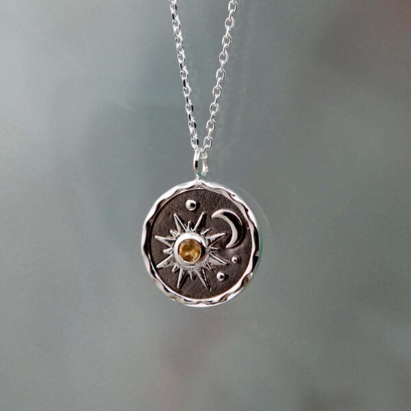 Wholesale Vintage Silver Sun Moon Zircon Alloy Necklaces