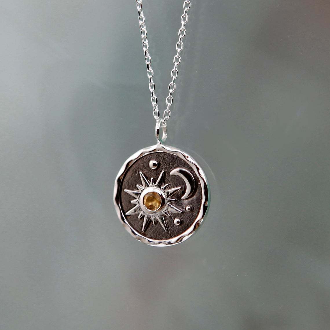 Wholesale Vintage Sier Sun Moon Zircon Alloy Necklaces