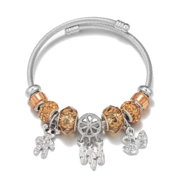 Wholesale Stainless Steel Bear Swan Pendant Gold Bracelet