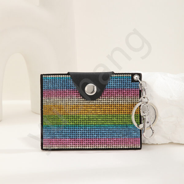 Wholesale Fashion Colorful Rhinestone Credit Card Holder Coin Purse Leopard Print Colorful Card Holder Leather Keychain