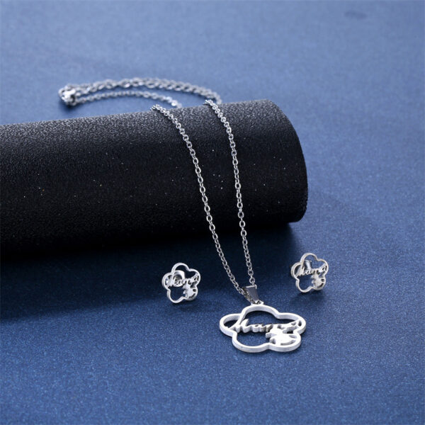 Wholesale Mother's Day Plum Blossom Stainless Steel Earrings Jewelry Set