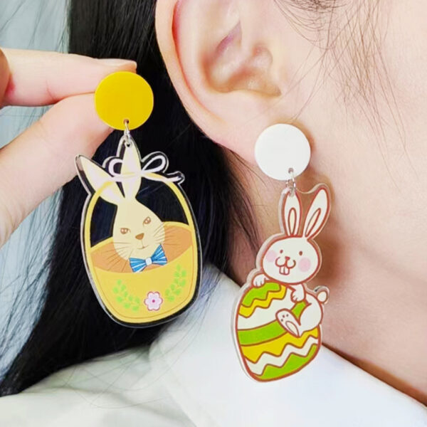 Wholesale Easter Egg Bunny Acrylic Print Earrings
