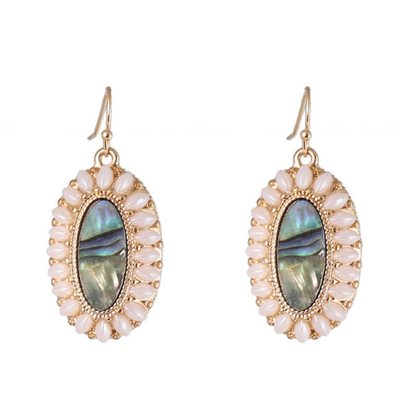 Wholesale Pearl Inlaid Fashion Abalone Oval Earrings
