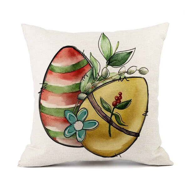 Wholesale Easter Truck Egg Bunny Print Linen Throw Pillow Cover