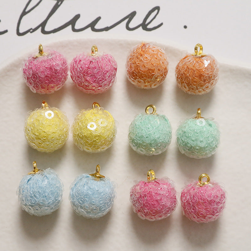 Wholesale Round Plush Colorful Ball with Circle Wrapped Transparent Disc DIY Jewelry