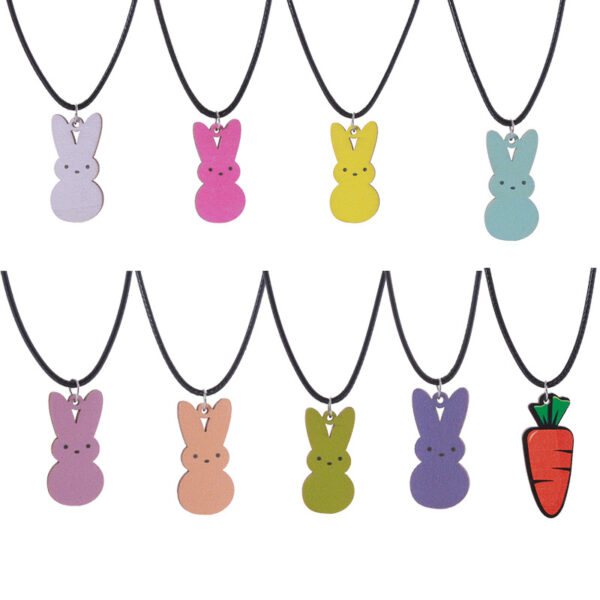 Wholesale Easter Candy Color Bunny Wooden Earrings