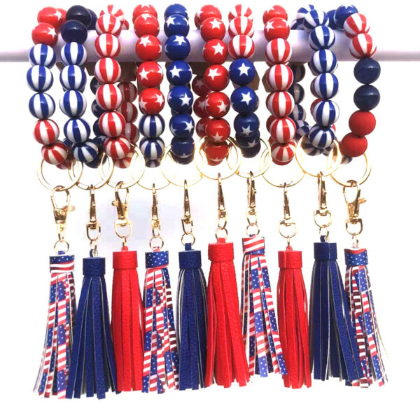 O1CN01FBQ4jU1FT5dU8IbWx_2698260487-0-cib Wholesale Independence Day Wooden Beads Beaded Wrist Keychain