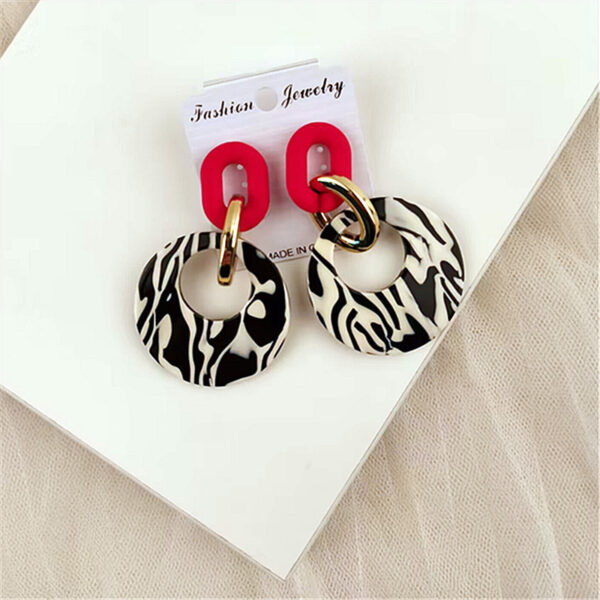 Wholesale Geometric Leopard Print Circle Acrylic Earrings