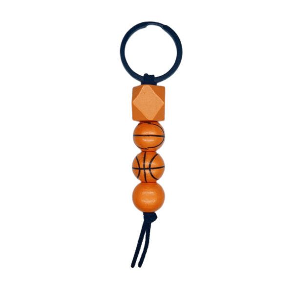 Wholesale Football Basketball Tennis Wooden Bead Printing Keychain