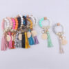 Wholesale MAMA Printed Silicone Beaded Tassel Wrist Keychain