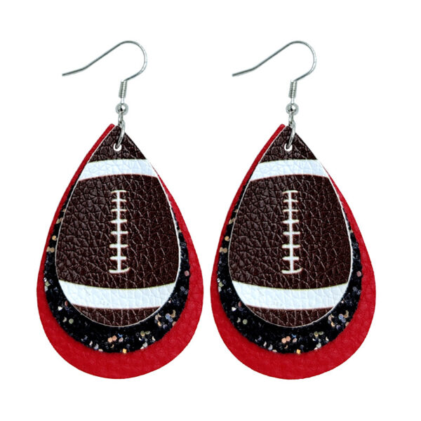 Wholesale Rugby Drop Shaped Leather Earrings
