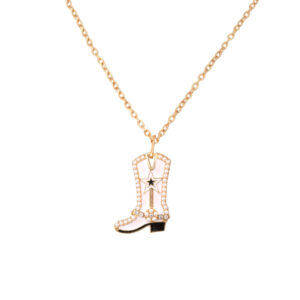 Wholesale Alloy Pearl Pendant Cartoon Diamond Boots Necklace