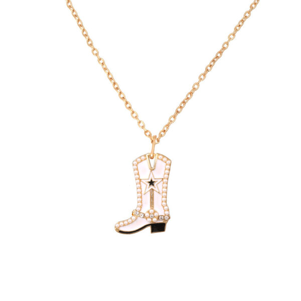 Wholesale Alloy Pearl Pendant Cartoon Diamond Boots Necklace
