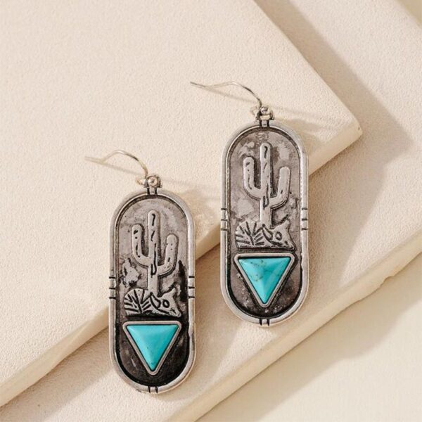 Wholesale Vintage Oval Cactus Alloy Earrings